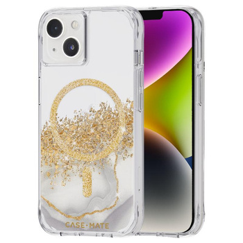 Case-Mate Karat MagSafe - Etui iPhone 14 zdobione złotem (Marble)