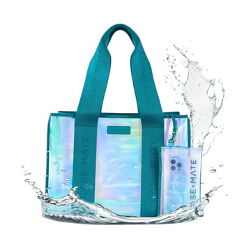 Velká cestovní taška Case-Mate - vodotěsná taška přes rameno s pouzdrem na telefon (Emerald Blue Soap Bubble)